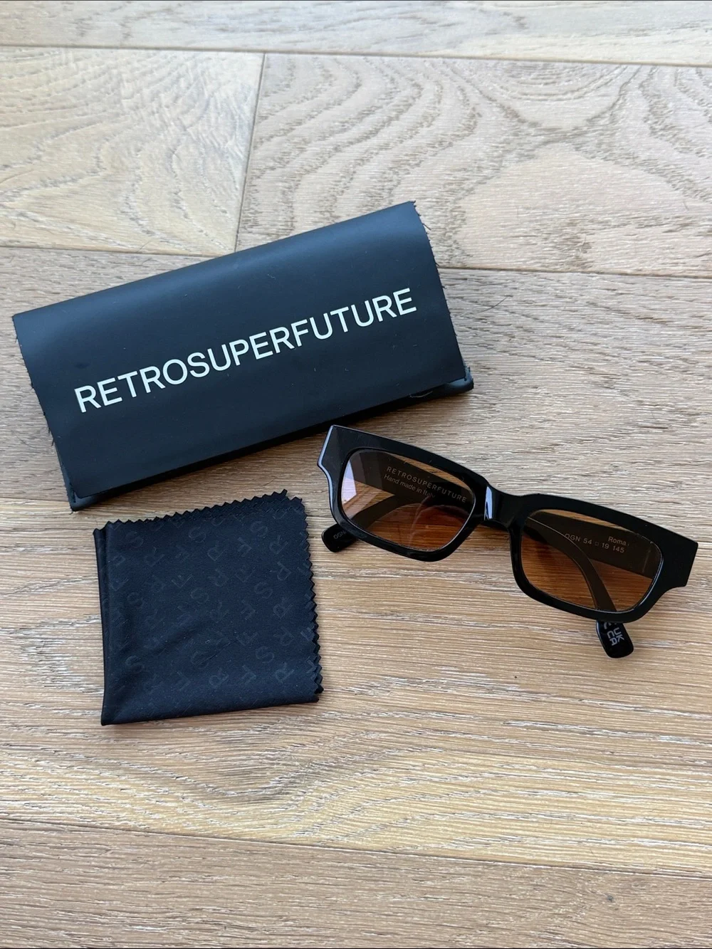 RetroSuperFuture Black Roma Sunglasses w Warm Brown Lenses